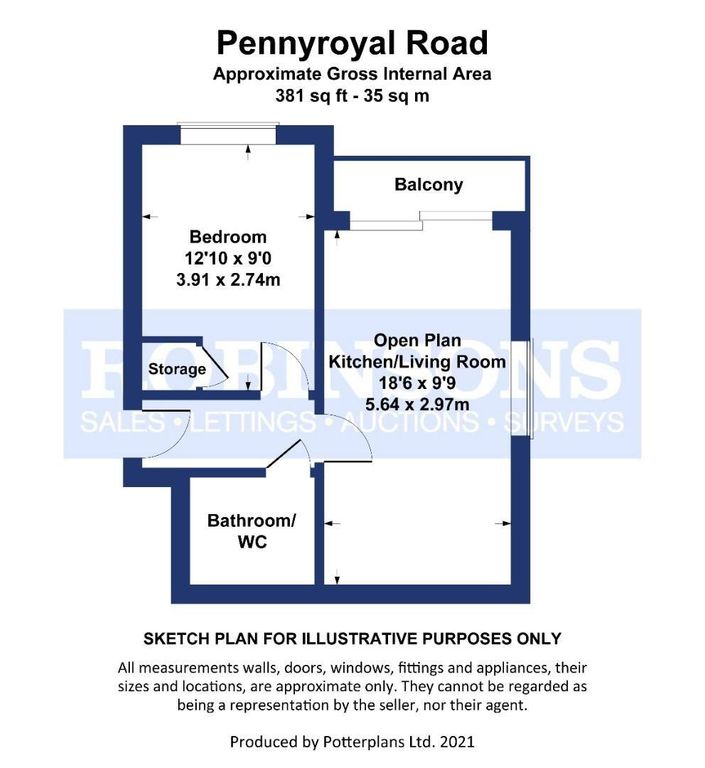 1 bed flat for sale in Pennyroyal Road, Stockton-On-Tees TS18, £85,500
