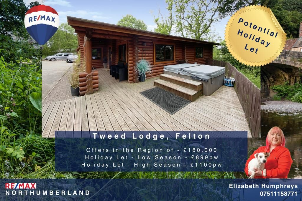 3 bed lodge for sale in Tweed Lodge, Burnside Avenue, Felmoor Park, Felton, Morpeth NE65, £180,000