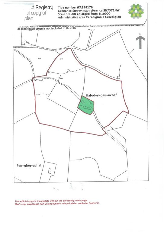 Land for sale in Haod Y Gau Uchaf, Ysbyty Ystwyth, Ystrad Meurig SY25, £125,000