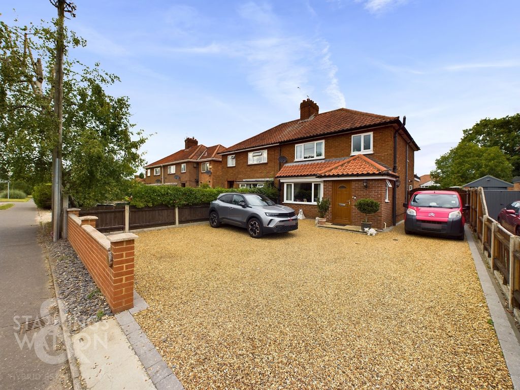 3 bed semi-detached house for sale in Dereham Road, New Costessey, Norwich NR5, £320,000