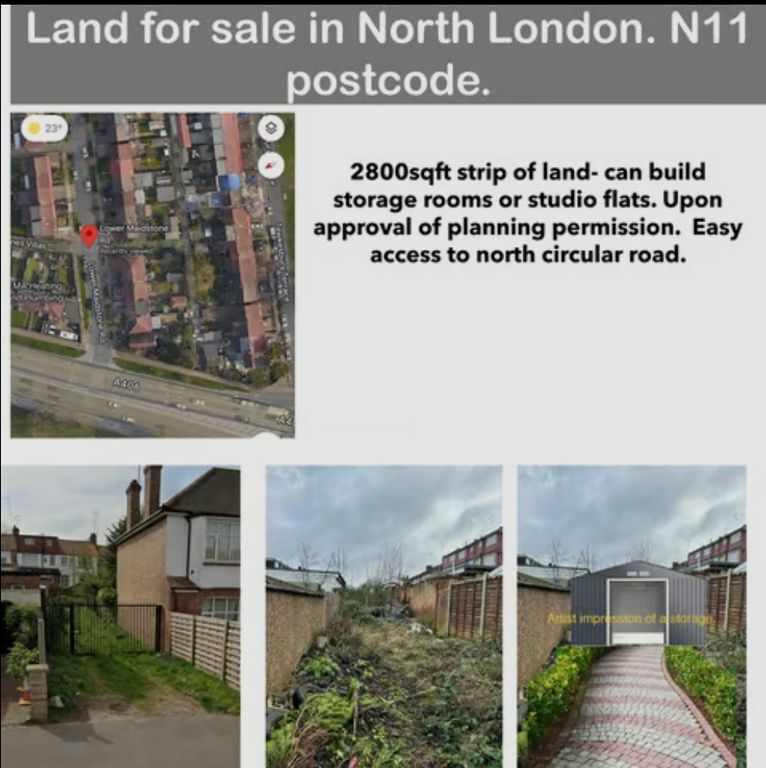 Land for sale in Lower Maidstone Road, Bounds Green, London N11, £60,000
