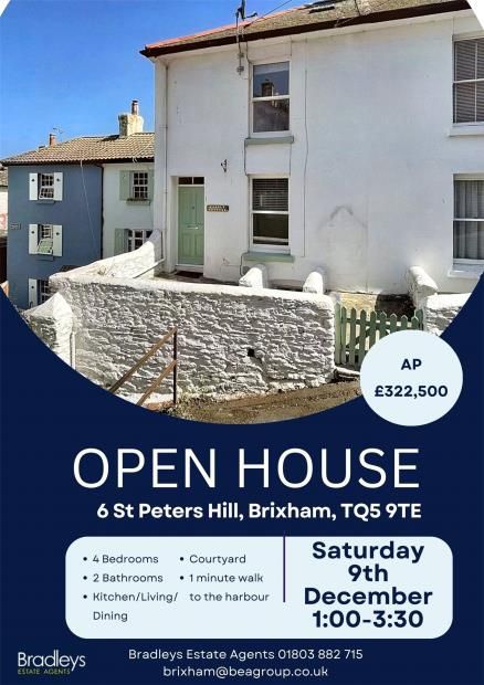 4 bed end terrace house for sale in St. Peters Hill, Brixham, Devon TQ5, £216,000
