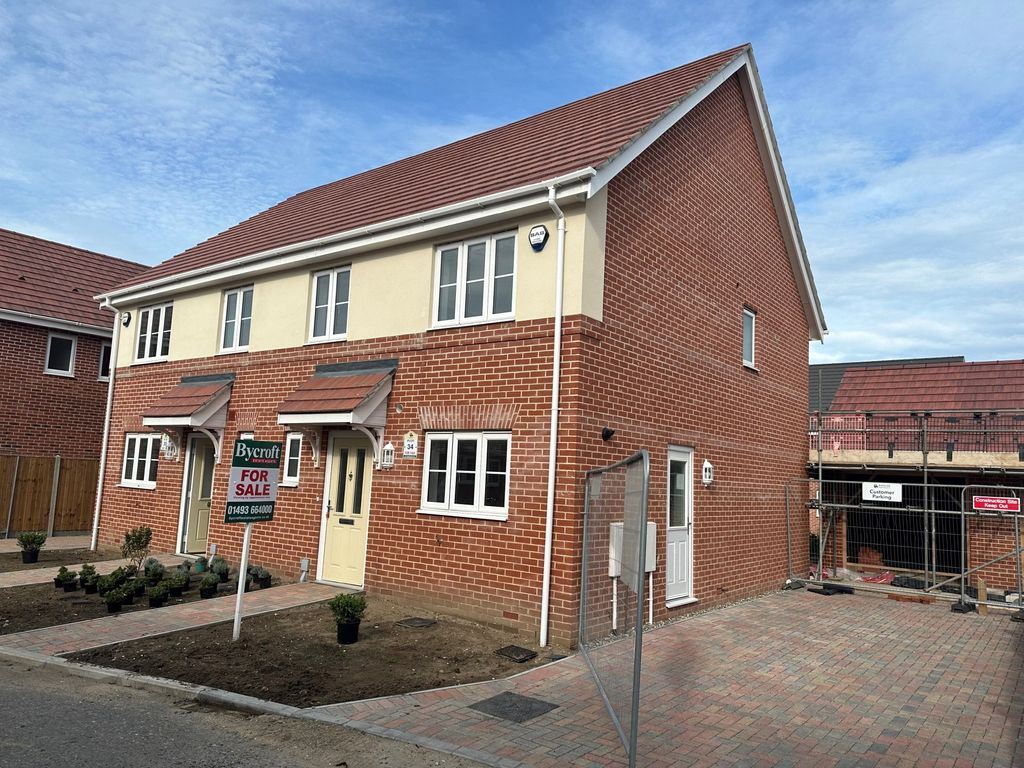 New home, 3 bed semi-detached house for sale in Plot 34 Claydon Park, Off Beccles Road, Gorleston NR31, £280,000