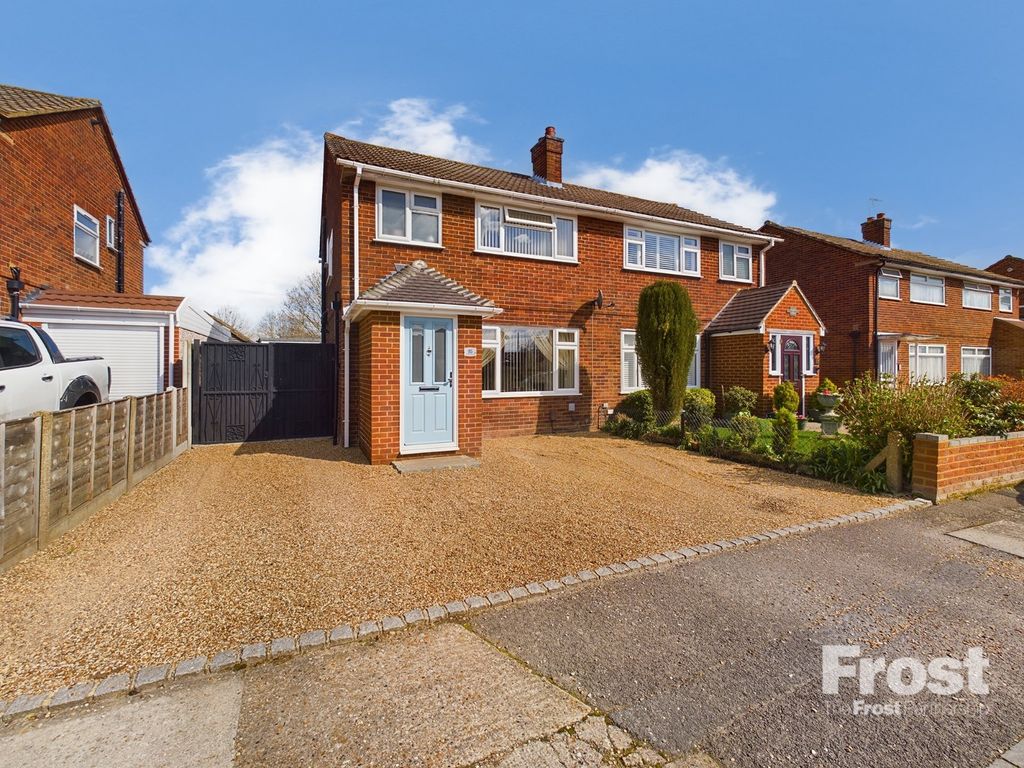 3 bed semi-detached house for sale in Newhaven Crescent, Ashford, Surrey TW15, £460,000