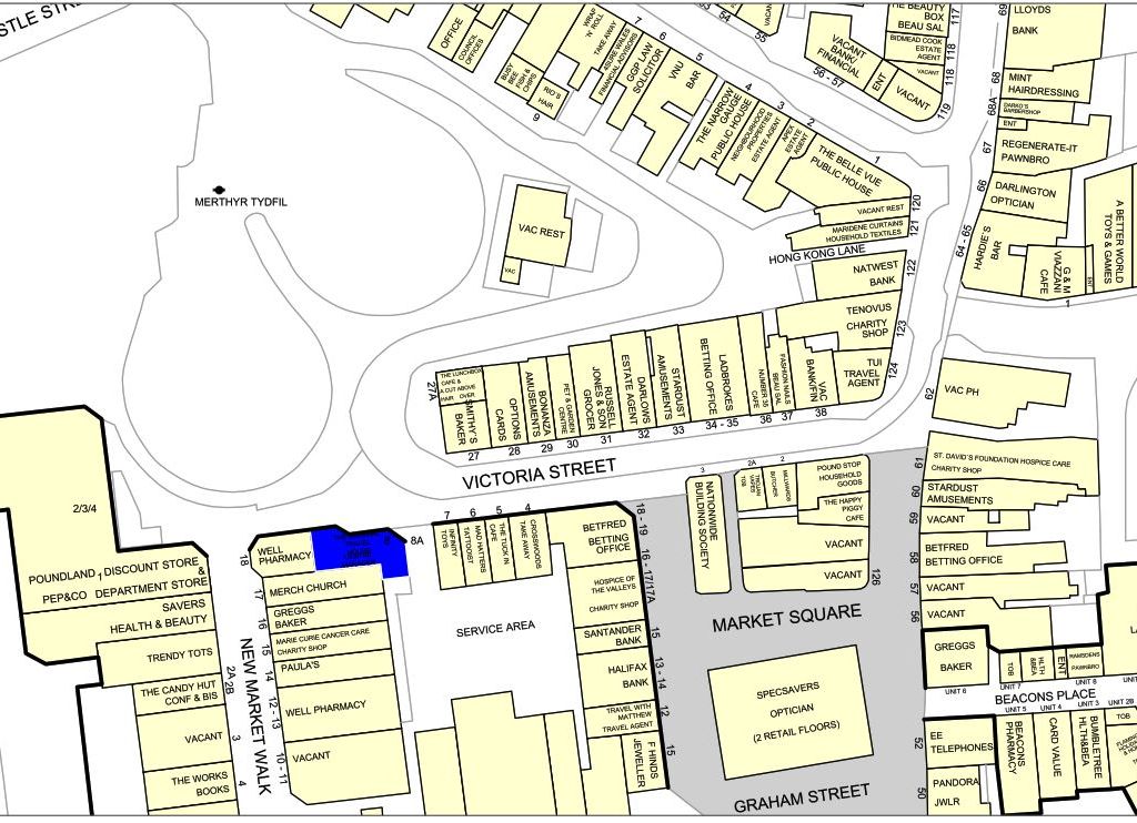 Retail premises to let in Unit 8 Victoria Street, St Tydfil Shopping Centre, Merthyr Tydfil CF47, £12,500 pa