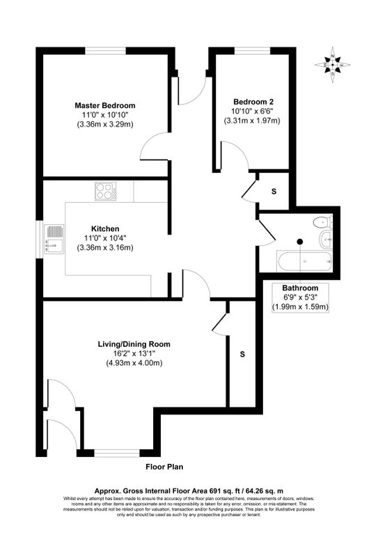 2 bed flat for sale in New Road, Portsmouth PO2, £80,000